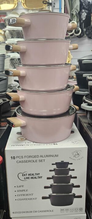 Batterie 10 Pièces Rose – 20 Cm/22 Cm/24 Cm/26 Cm/28 CM