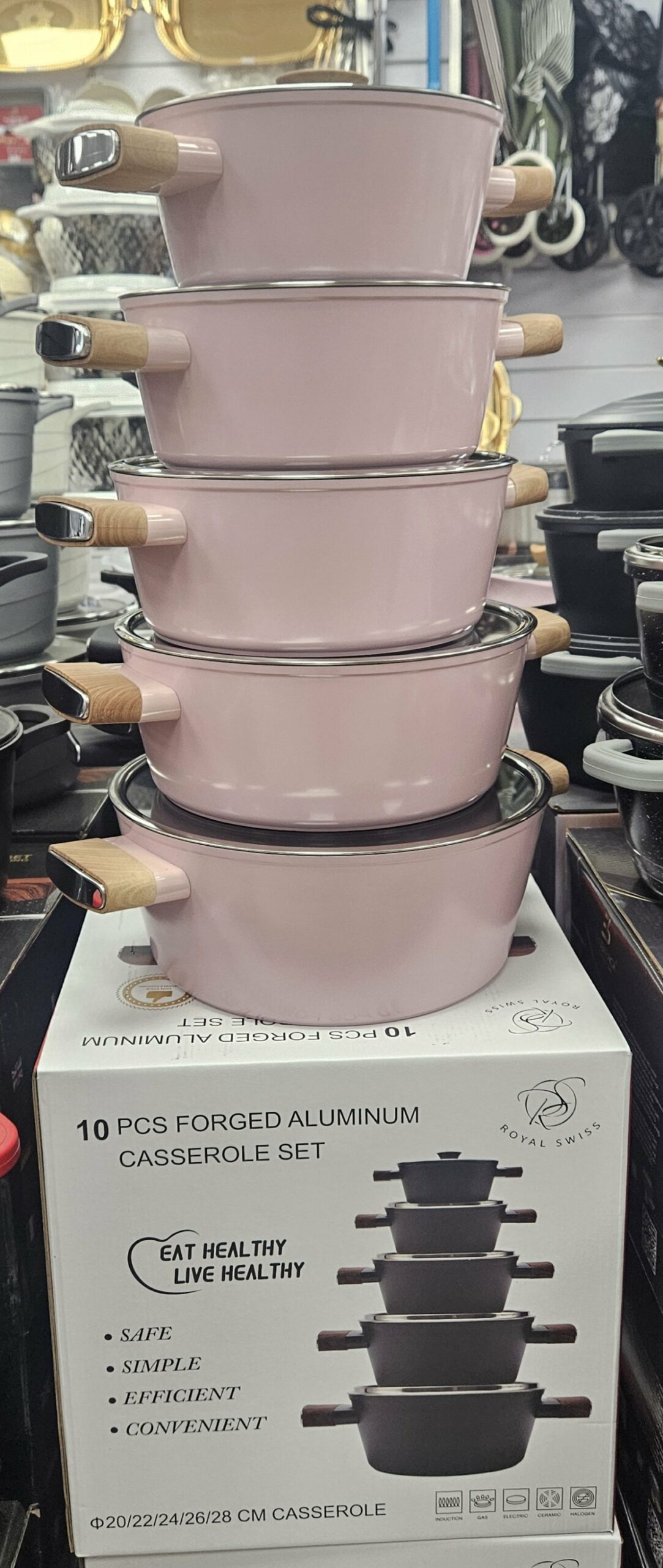 Batterie 10 Pièces Rose – 20 Cm/22 Cm/24 Cm/26 Cm/28 CM