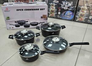 Batterie de Cuisine 8 Pièces avec Bouchon Arome