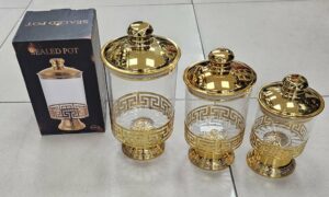 Pot 3pcs en plastique avec pied Gold - YS-E13