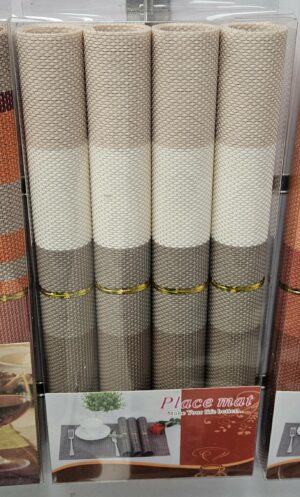 Set de table 4pcs Blanc/marron