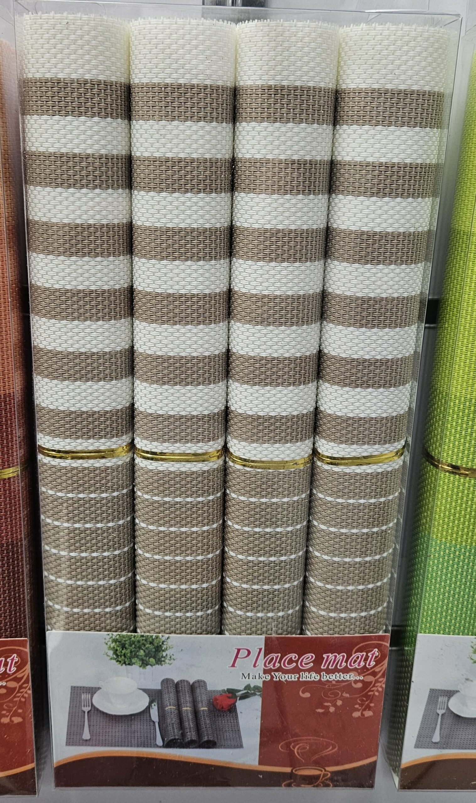 Set de table 4pcs Blanc/marron