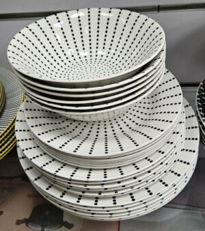 Service en porcelaine 24pcs Blanc et noir