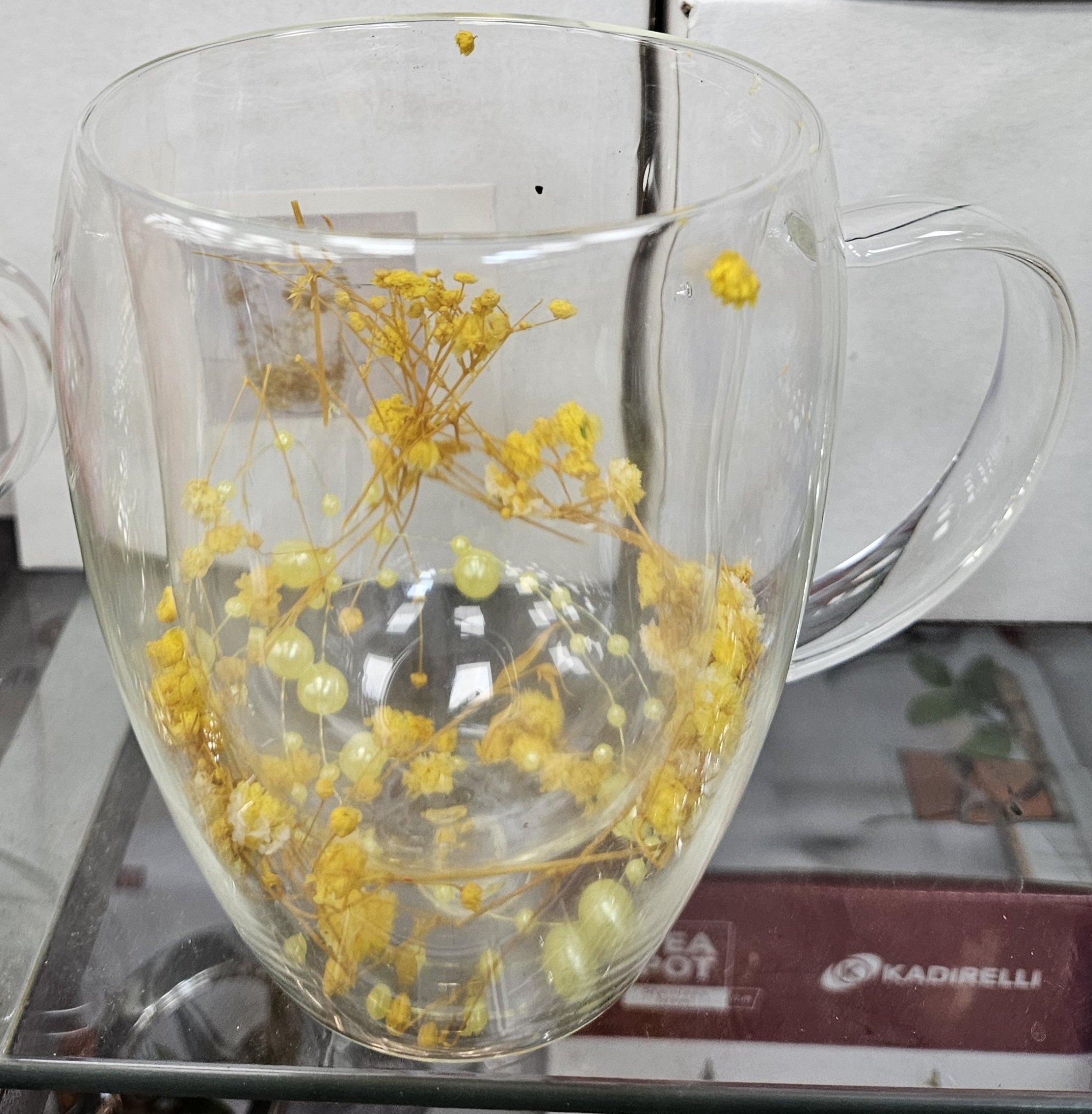 Verre double parroi avec fleur gold