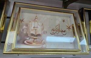 Plateau en bois 2pcs Blanc Ramadan Kareem