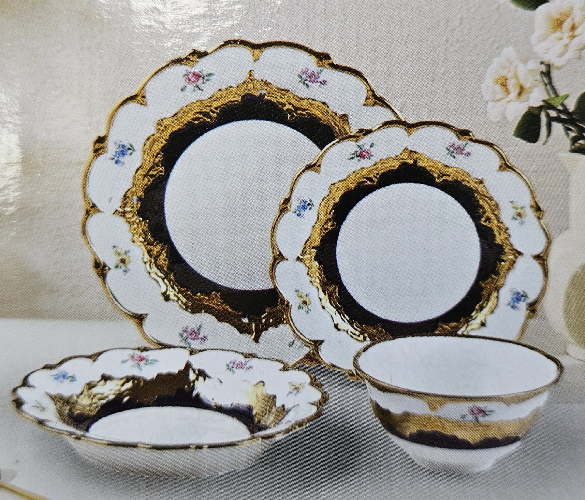 Service en porcelaine 24pcs Bleu - Luxe - YS-T49