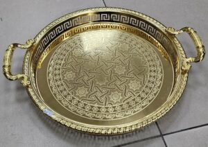 Plateau Rond avec poignet 38cm Gold - YS-W08