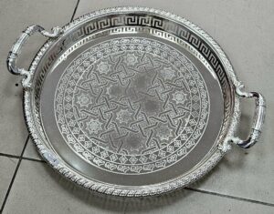 Plateau Rond avec poignet 38cm Silver - YS-W09