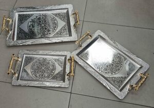 Plateau rectangle 3pcs Silver - YS-W22