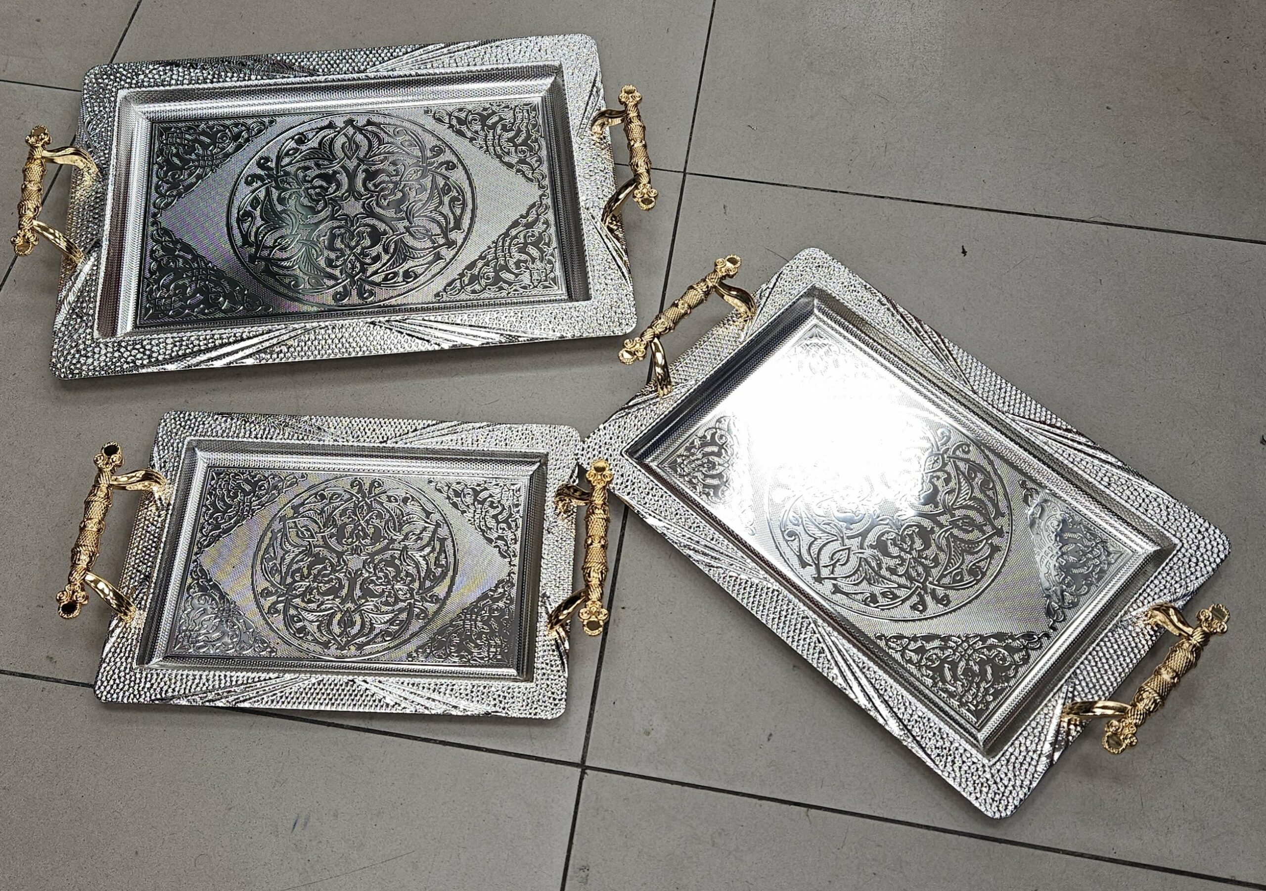 Plateau rectangle 3pcs Silver - YS-W22
