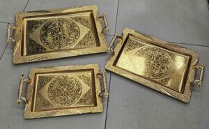 Plateau rectangle 3pcs Gold - YS-W21
