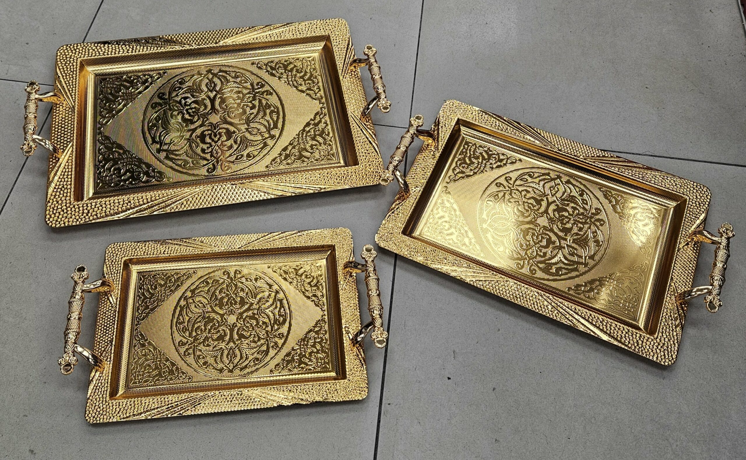Plateau rectangle 3pcs Gold - YS-W21