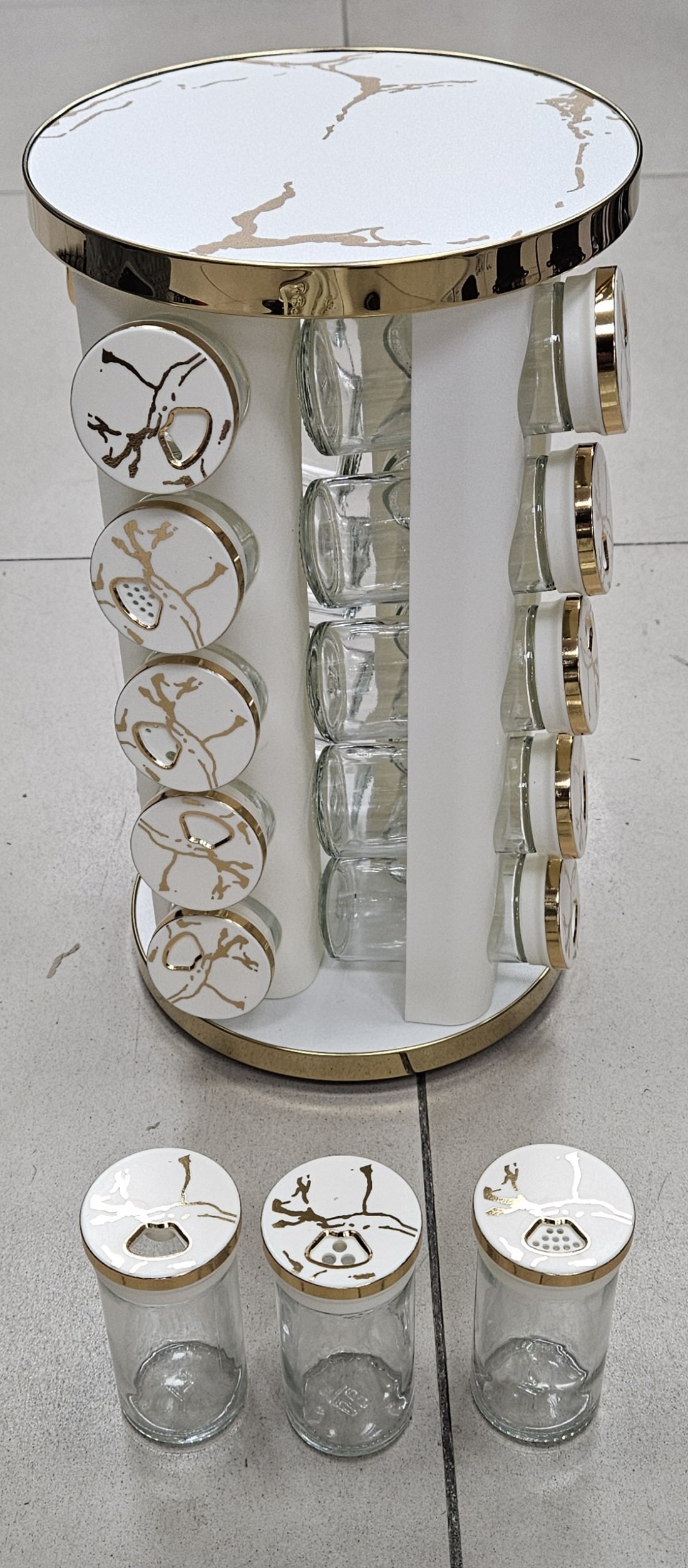 Caroussel à épices 20pcs - Blanc/Marbré - YS-D14