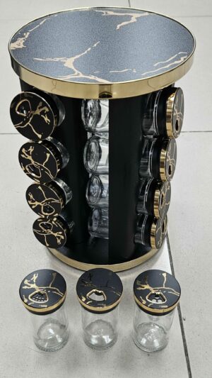 Caroussel à épices 16pcs - Noir/Marbré - YS-D10