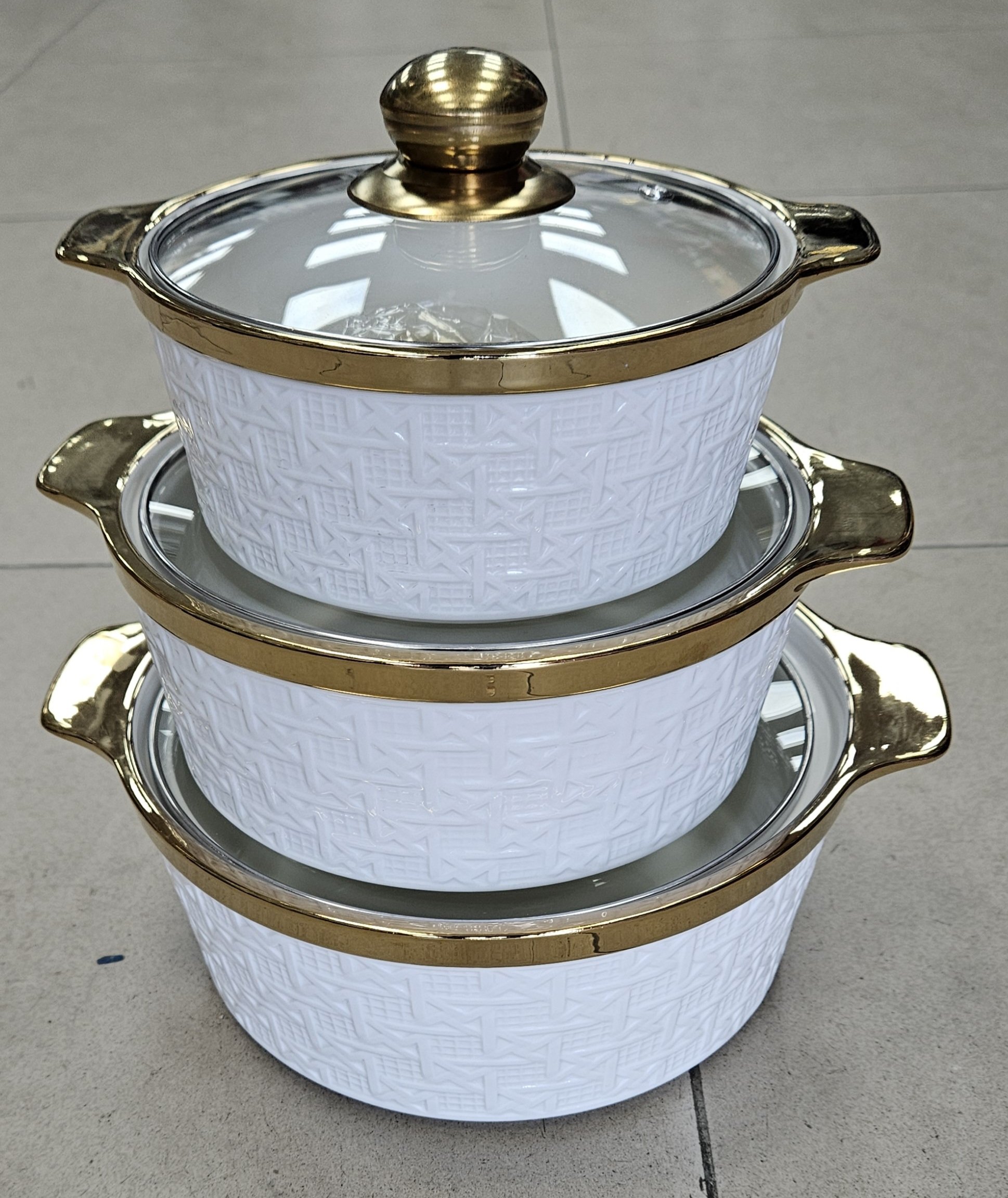 Soupières en porcelaine 3pcs - Gold - YS-T65