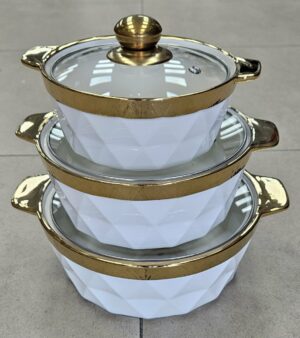 Soupières en porcelaine 3pcs - Gold - YS-T67