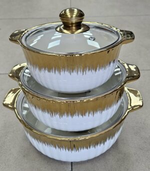 Soupières en Porcelaine 3 Pièces - Gold - Ys-t68