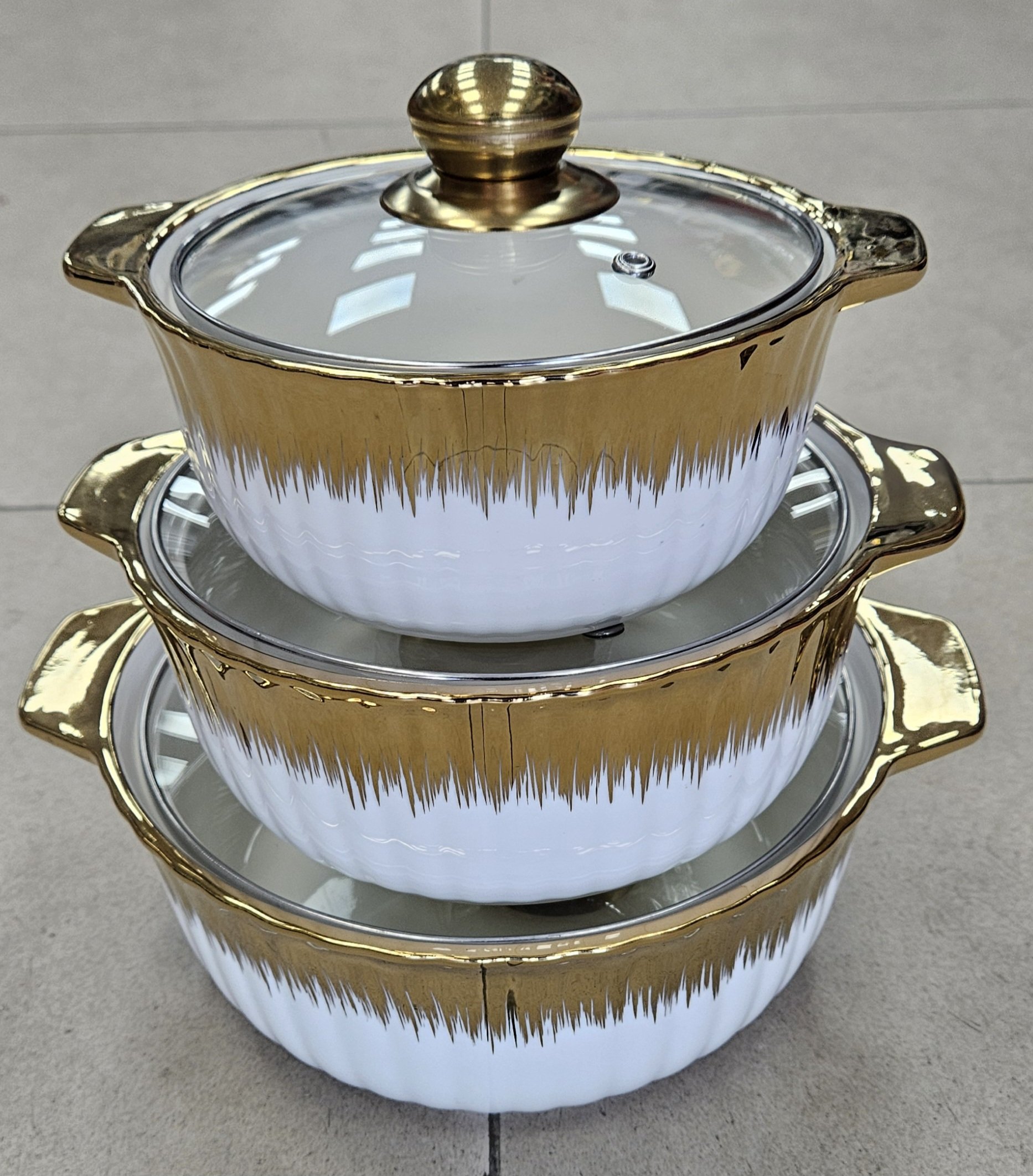 Soupières en Porcelaine 3 Pièces - Gold - Ys-t68
