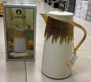 Thermos 1L Chute Beige - intérieur verre rose