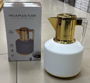 Thermos 1L Rayé/Blanc - intérieur verre rose