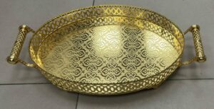 Plateau oval 43x29cm doré
