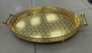 Plateau oval 59x39cm doré
