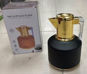 Thermos 1L Rayé/Noir - intérieur verre rose