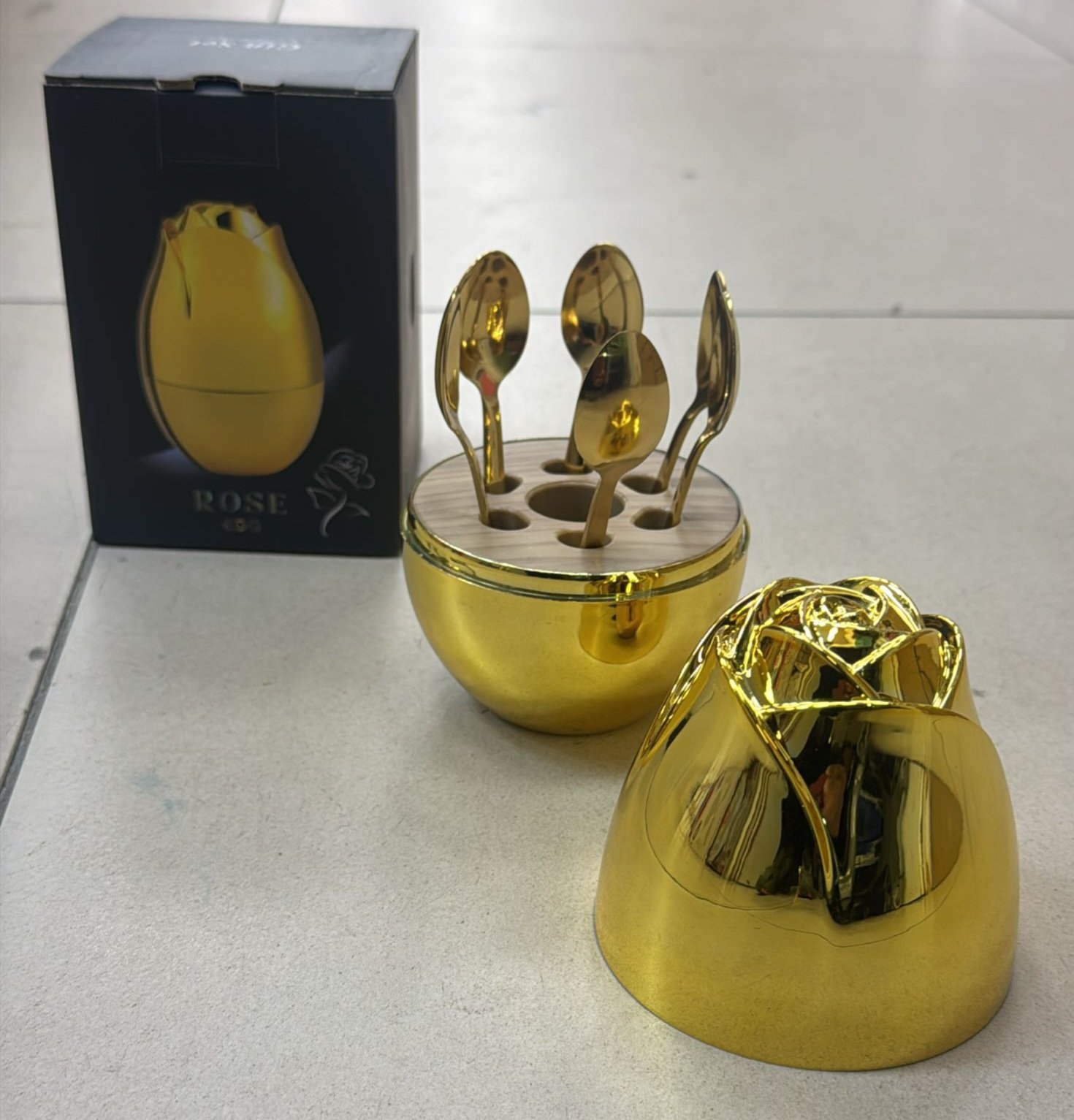 Oeuf Fleur Gold petit- Ménagère 6pcs - Cueillere à désert X6