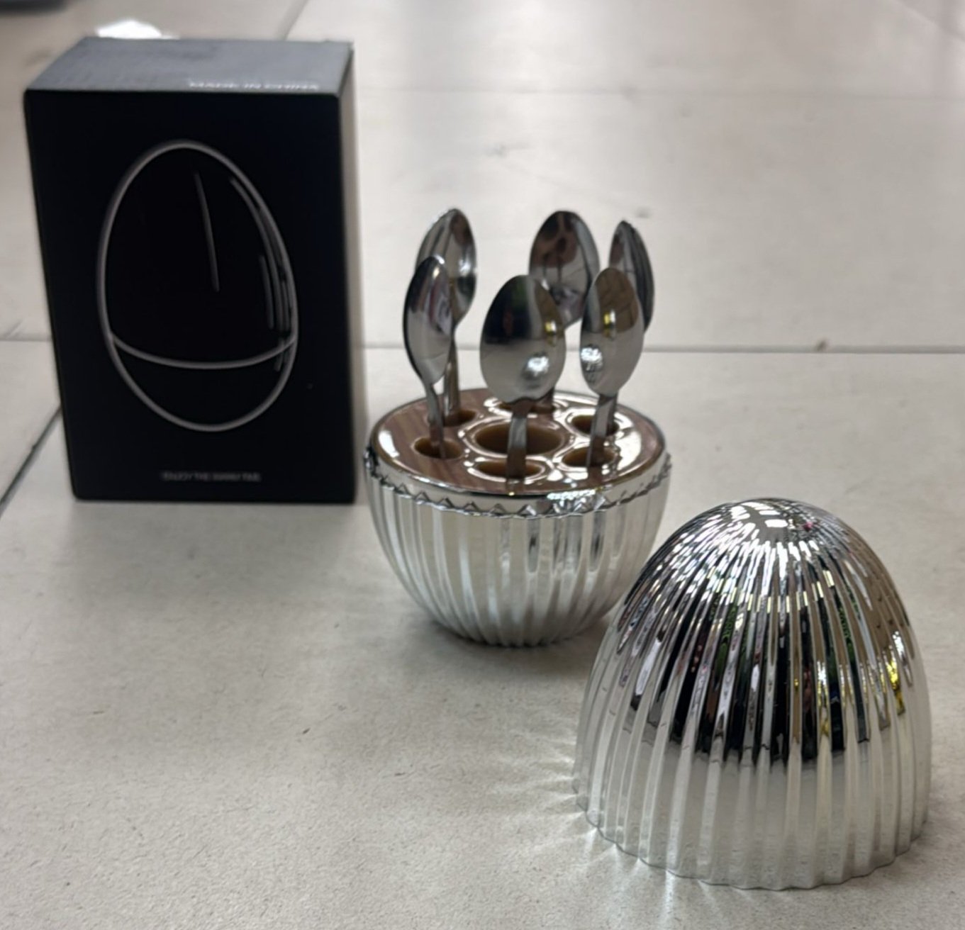 Oeuf Strillé Silver petit - Ménagère 6pcs - Cueillere à désert X6