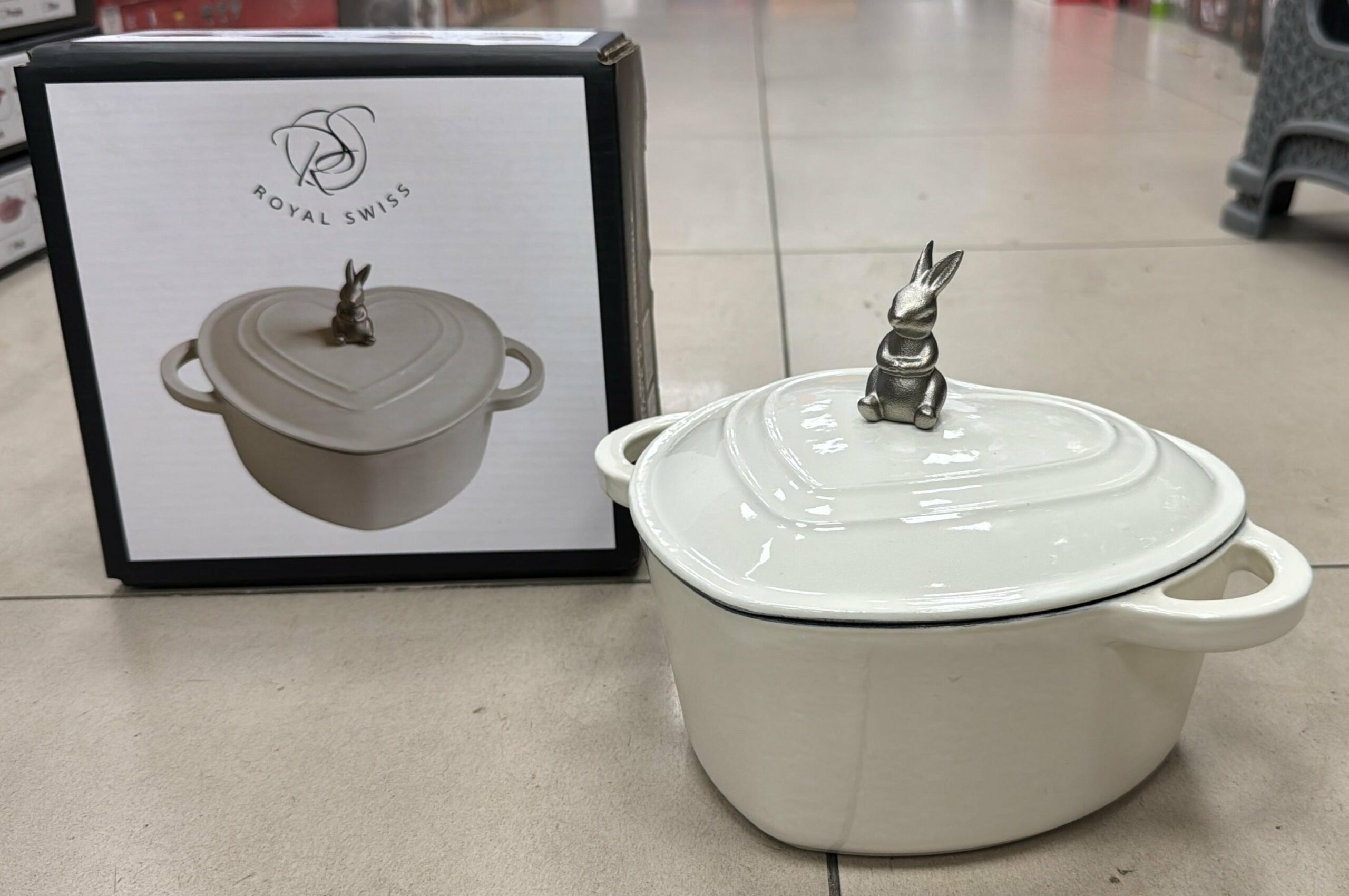 Faitout coeur/lapin 20cm Fonte d'Aluminium - Blanc