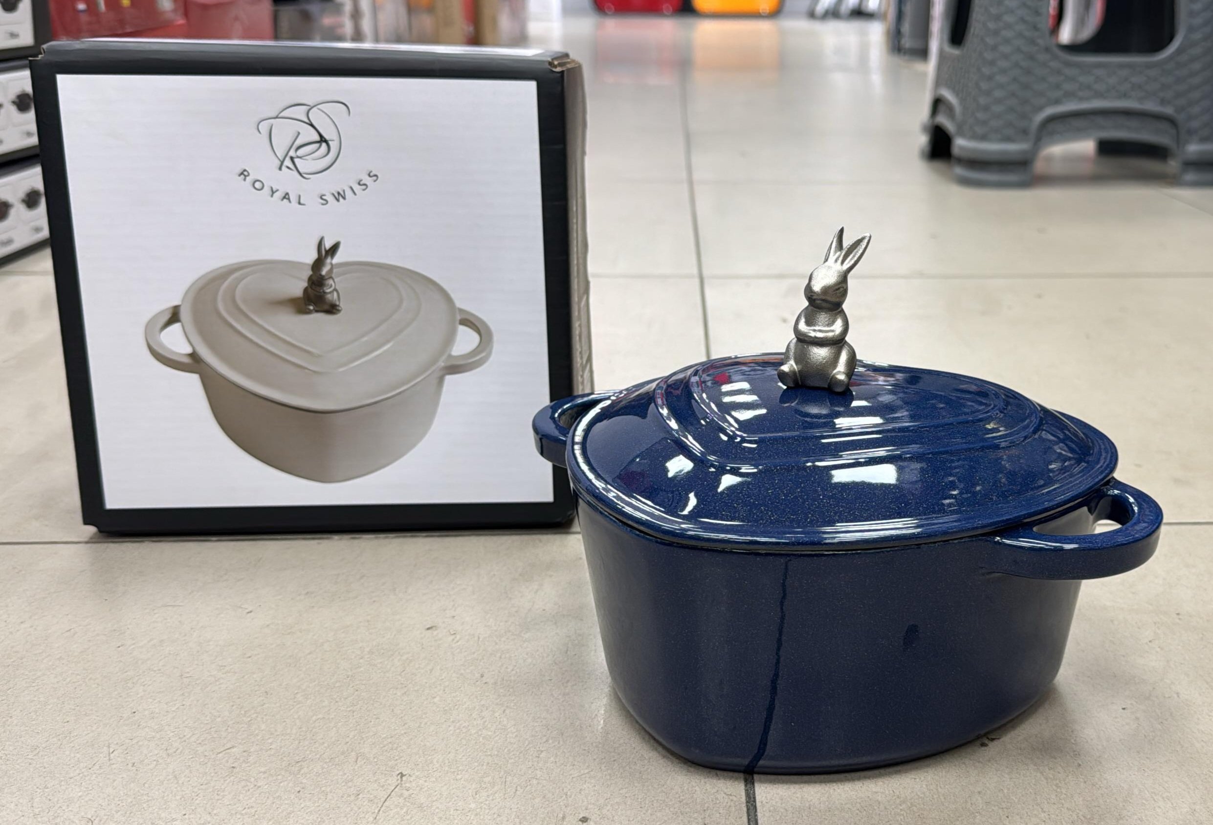 Faitout Coeur/lapin 20 CM Fonte D'aluminium - Bleu