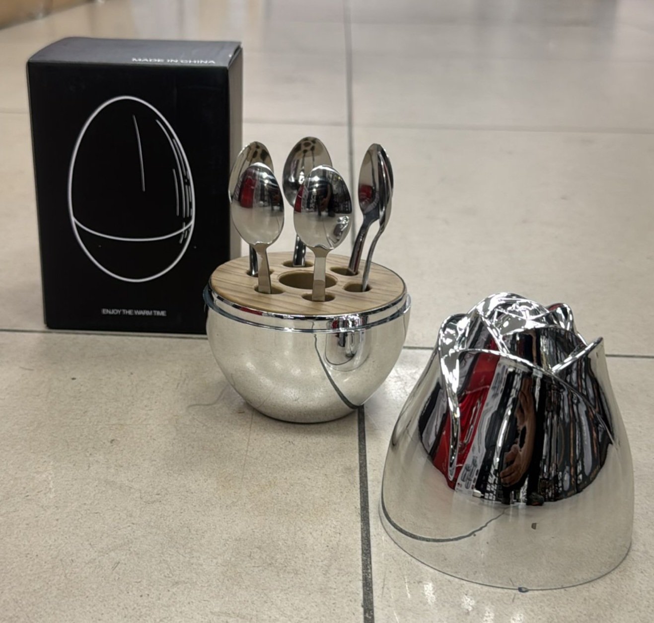 Oeuf Fleur Silver petit - Ménagère 6pcs - Cueillere à désert X6