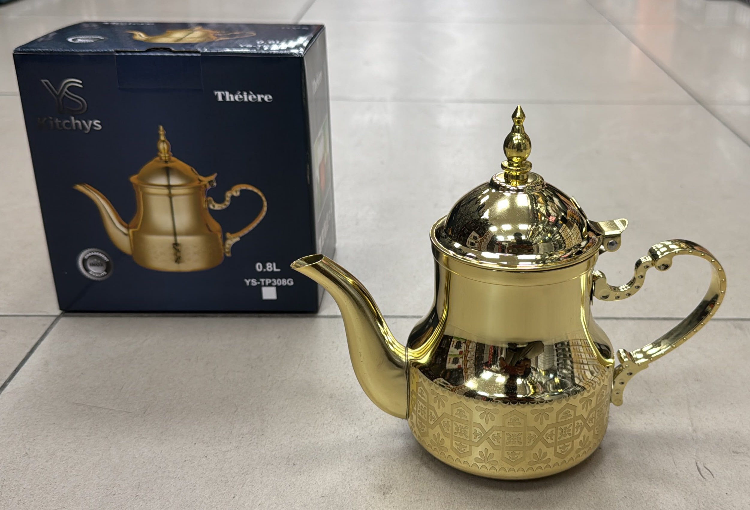 Theiere Inox Gold 0.8L - YS-TP308G
