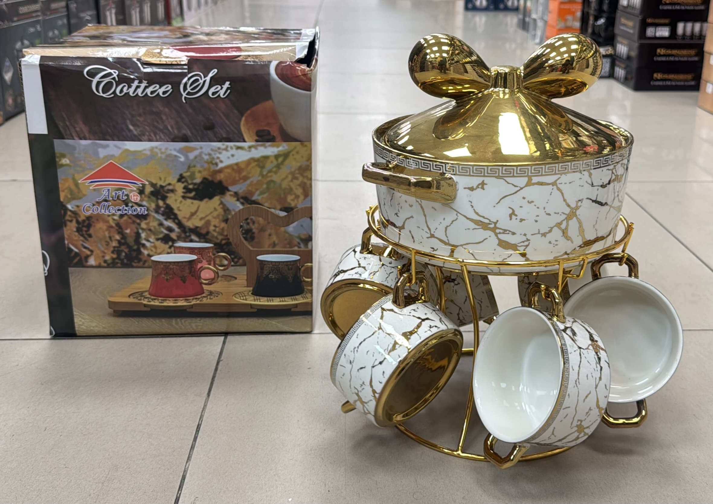 Soupiere en porcelaine + 6 bol + support - YS-2606TH-T06