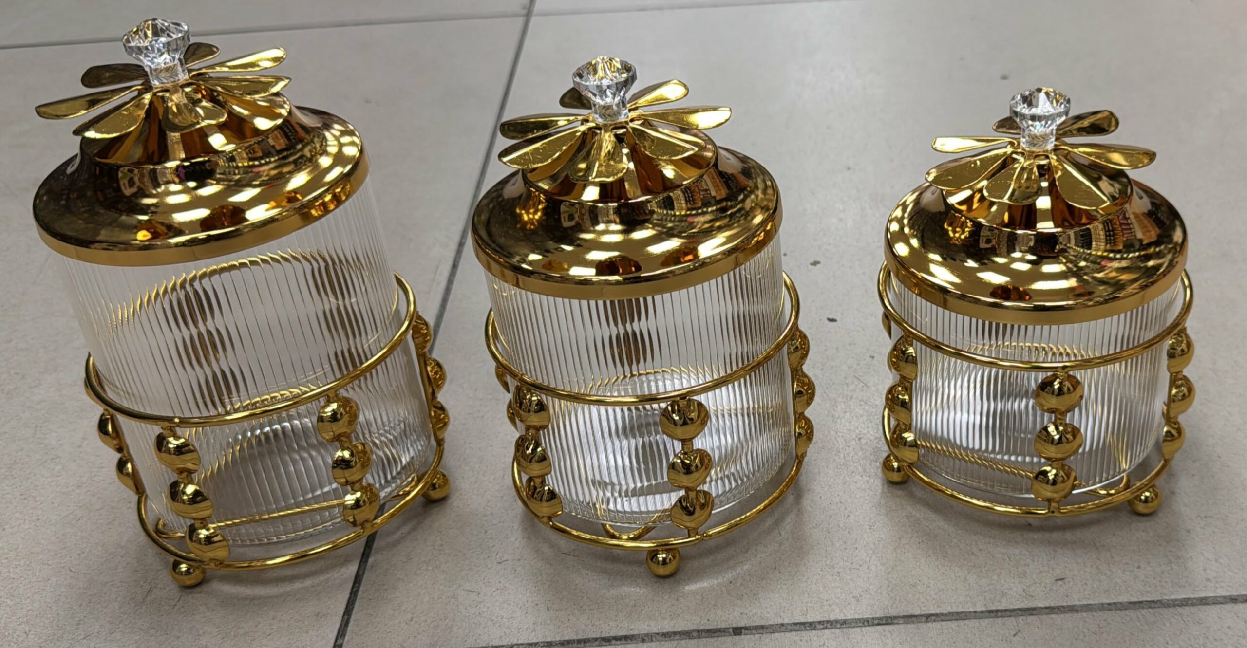 Pot 3pcs en Verre et Inox