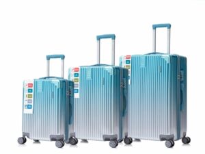Valise 3 Pièces - ABS + Coin Aluminium - Bleu