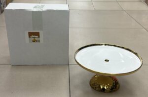 Presentoir rond 25.5cm en porcelaine et inox