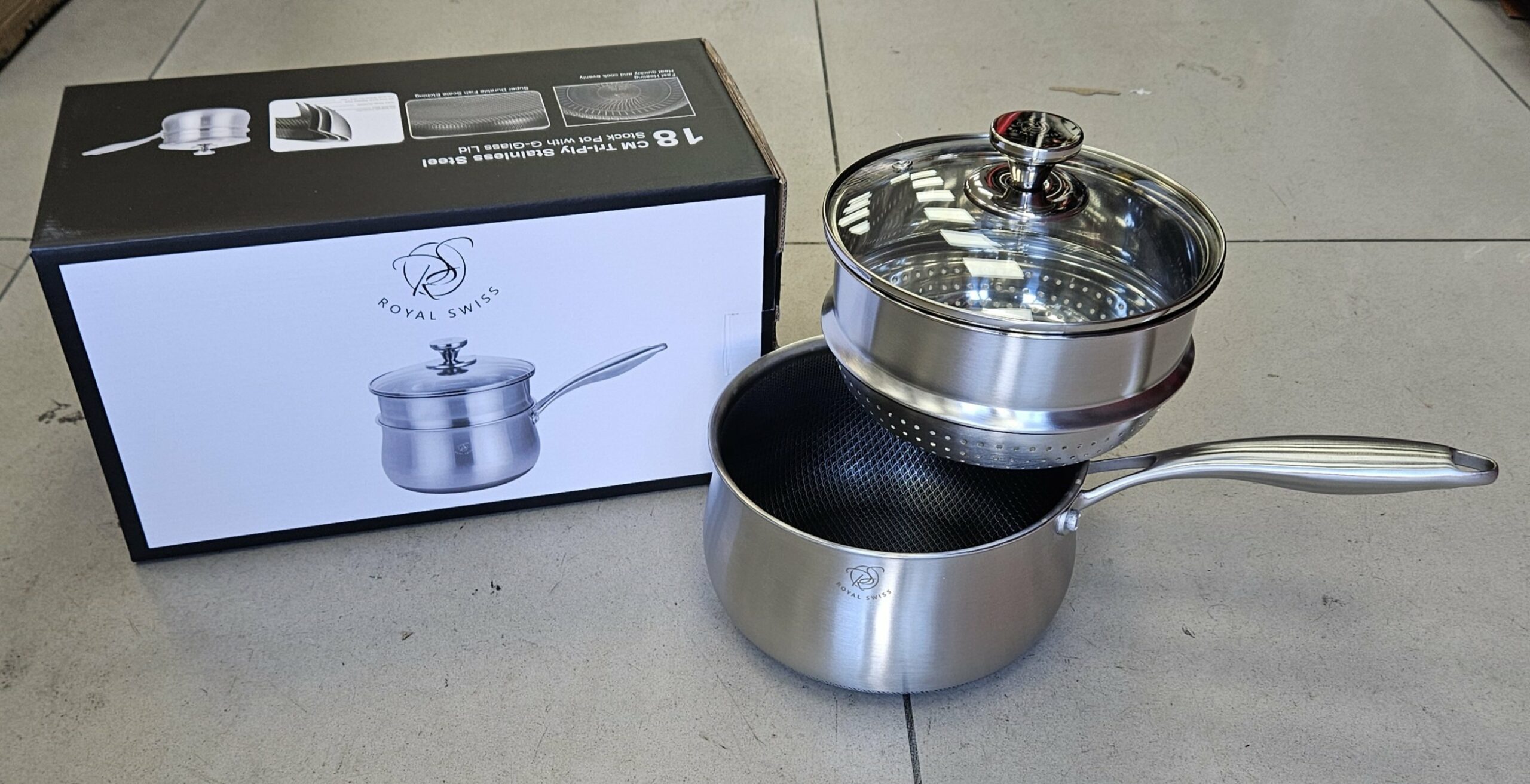 Casserolle 18cm Nie d'abeille avec panier vapeur