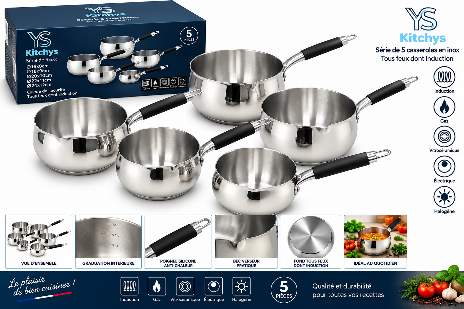 Casserolle 5pcs Inox Belly YS