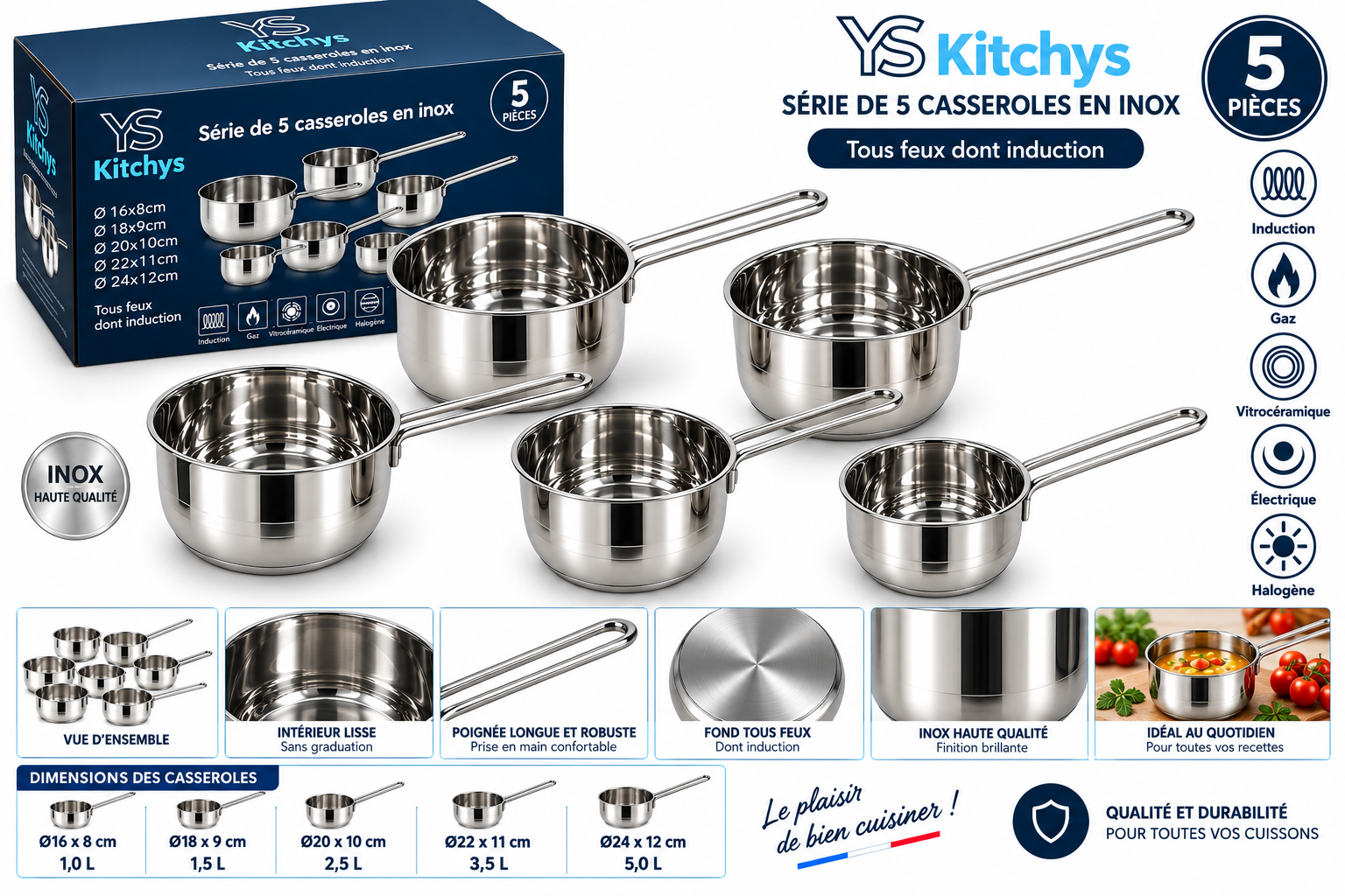 Casserolle 5pcs Inox YS