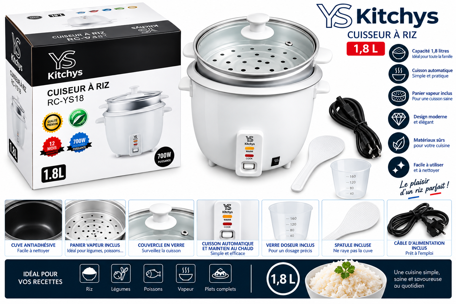 Cuiseur de Riz 1.8L KitchYS