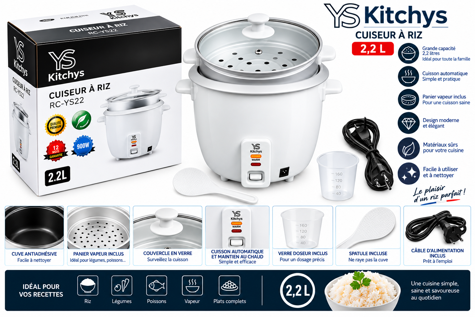 Cuiseur de Riz 2.2L KitchYS