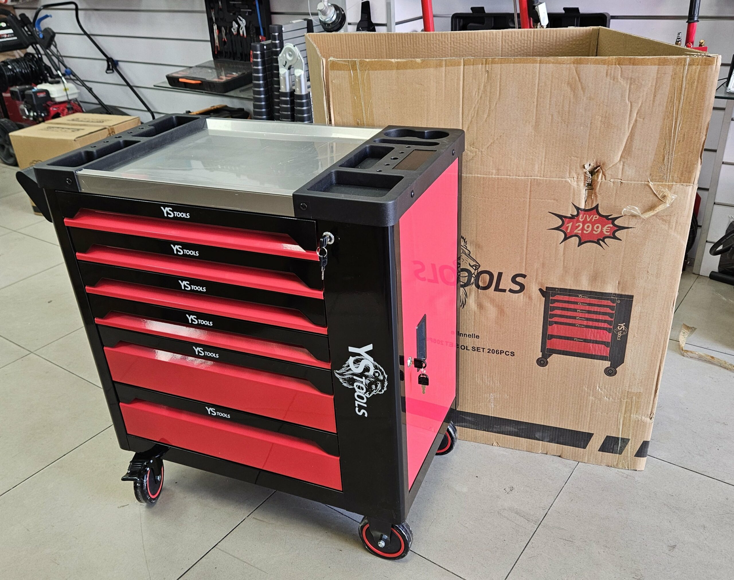 Servante d'atelier 4/6 - 206 outils