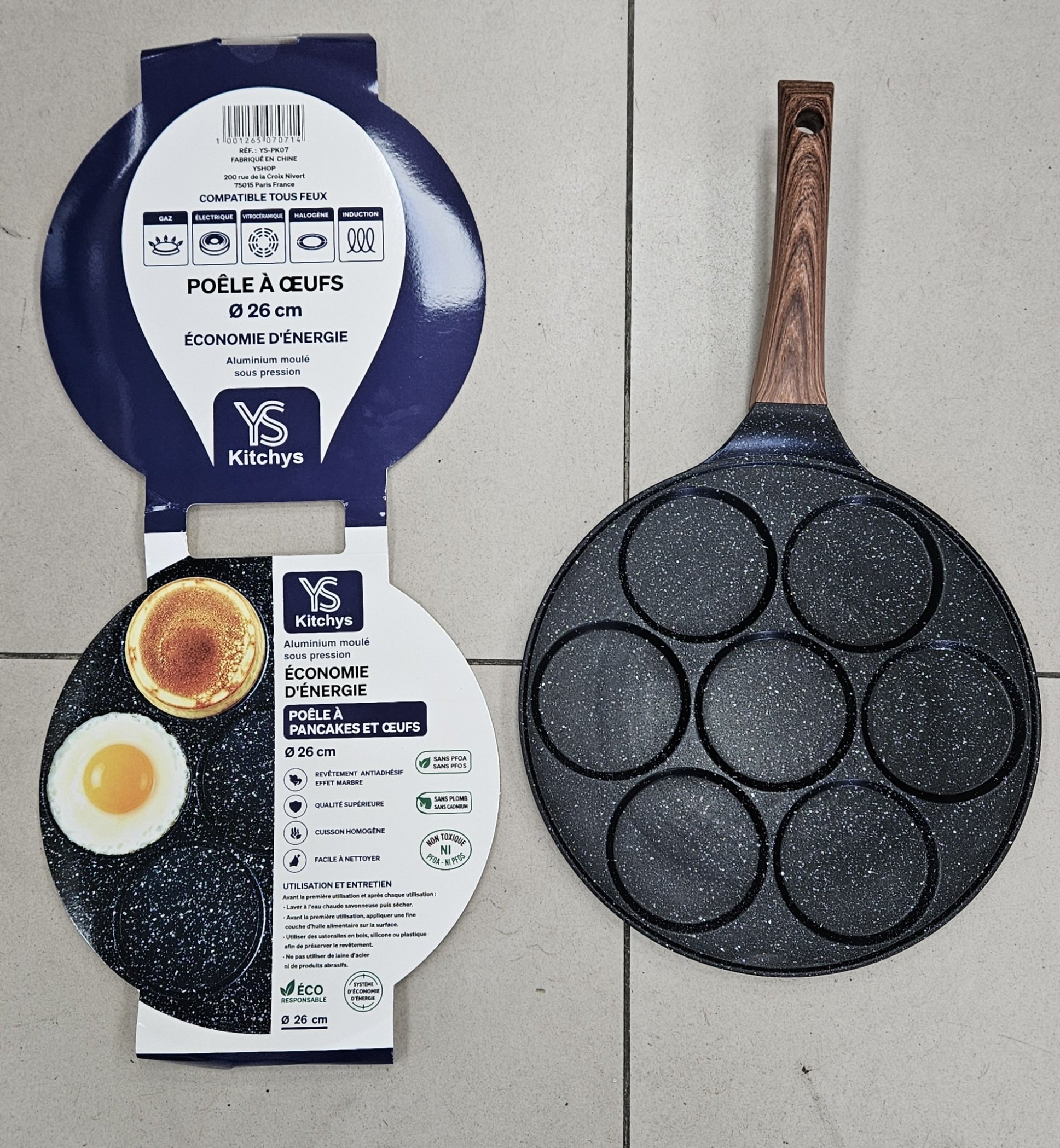 Pancake Pan 7 trou Noir