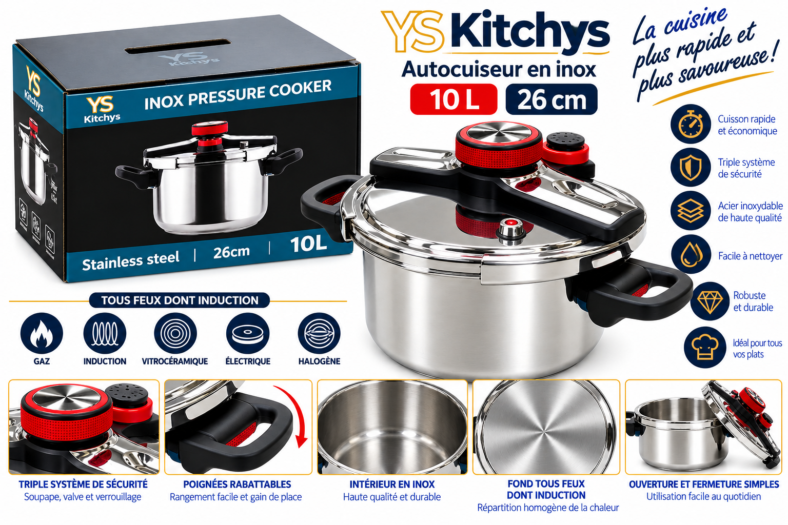 Cocotte minute Clipso 10L Inox - YS