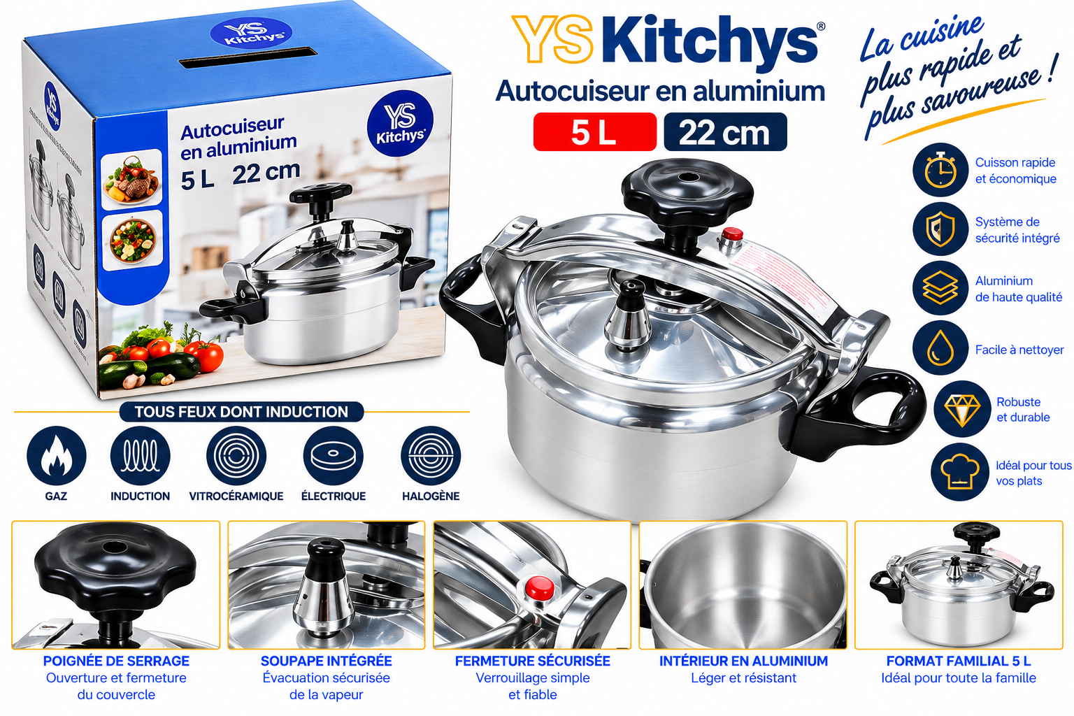 Cocotte Aluminium 5L/22cm YS