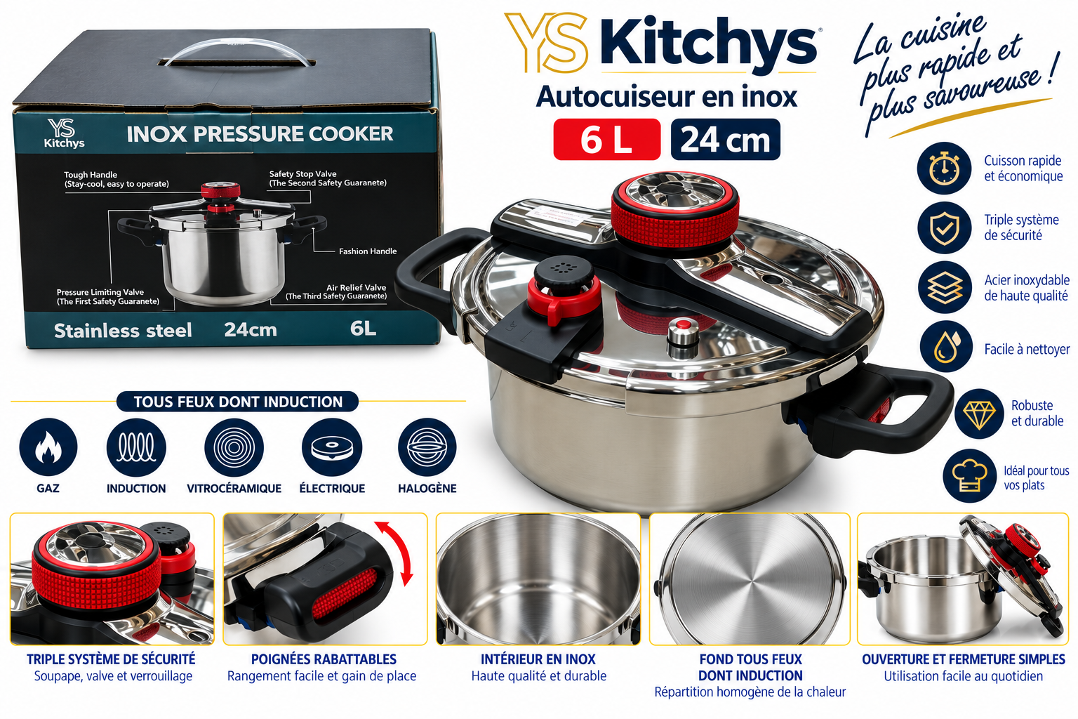 Cocotte minute Clipso 6L Inox - YS