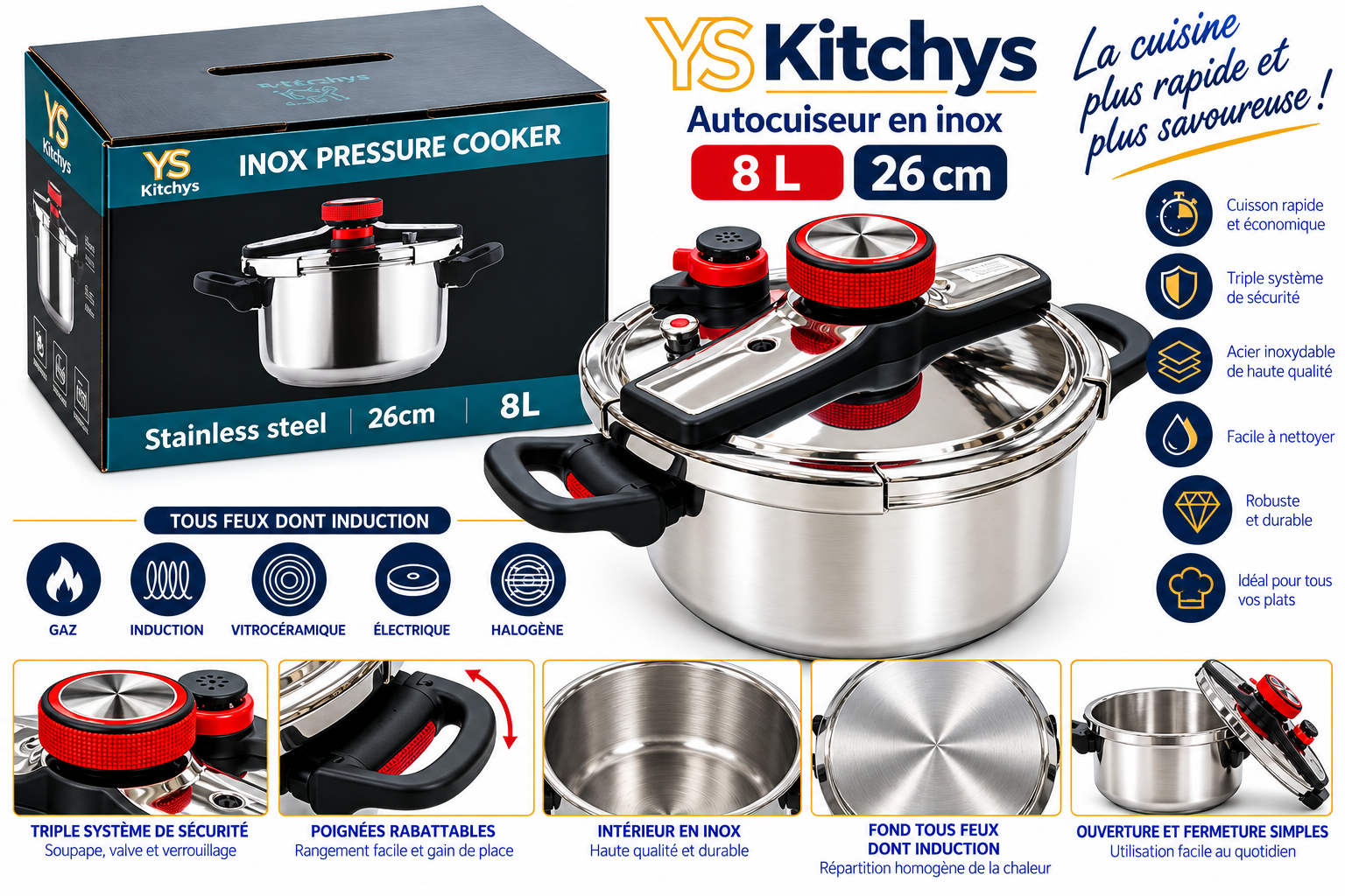 Cocotte Minute Clipso 8 L INOX - Ys